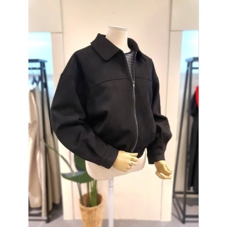 스웨이드 투웨이 집업 점퍼 블랙