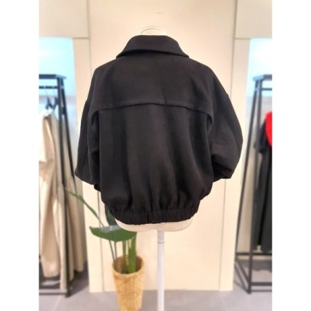 스웨이드 투웨이 집업 점퍼 블랙