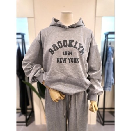 뉴욕 후드 트레이닝 세트 그레이