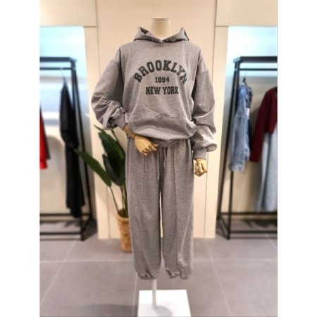 브룩 후드 팬츠 세츠 라이트그레이