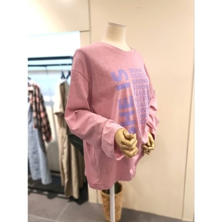 미스칸트 컬러 프린팅 긴팔 티셔츠 핑크