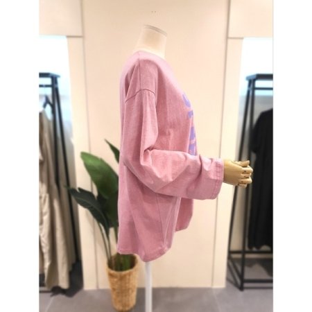 미스칸트 컬러 프린팅 긴팔 티셔츠 핑크