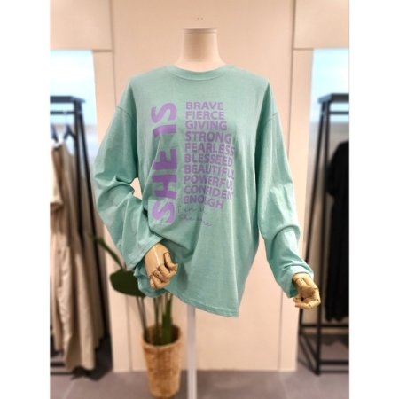 미스칸트 컬러 프린팅 긴팔 티셔츠 핑크