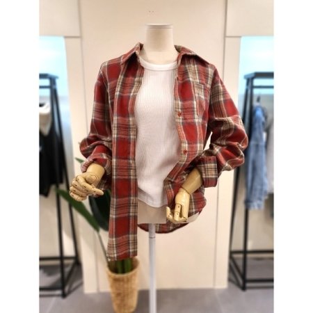 스카이 체크 셔츠 레드