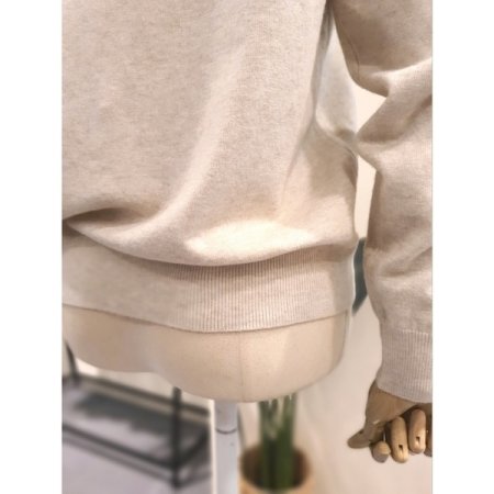 이중 넥 가디건 니트 베이지