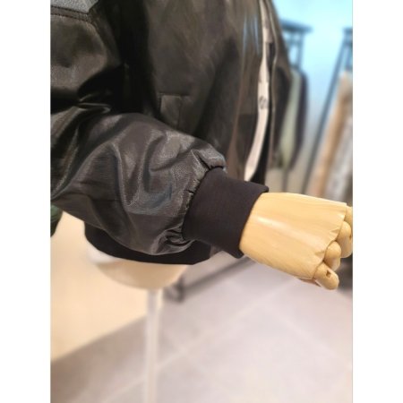 데님 배색 가죽 점퍼