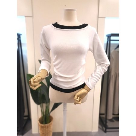 레이어드 이중 배색 티셔츠 브라운