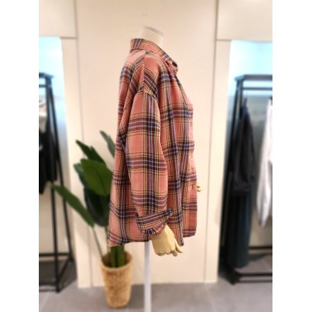 선셋 체크 남방 핑크