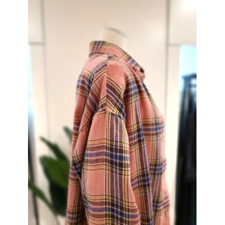 선셋 체크 남방 핑크