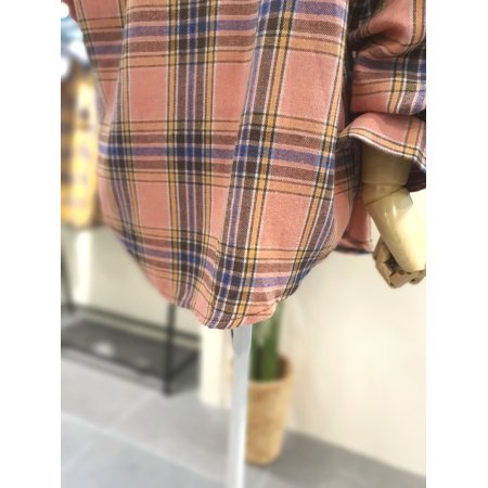 선셋 체크 남방 핑크