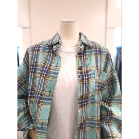 선셋 체크 셔츠 민트