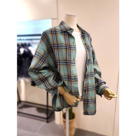 선셋 체크 셔츠 민트