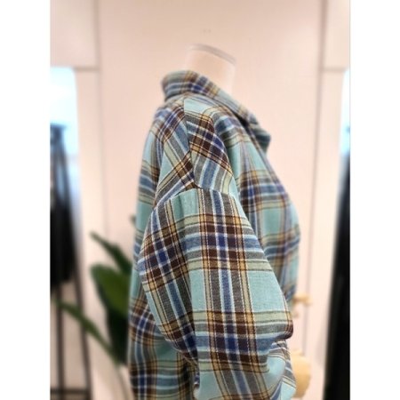 선셋 체크 셔츠 민트