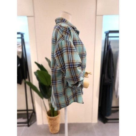 선셋 체크 셔츠 민트