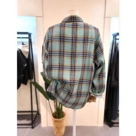 선셋 체크 셔츠 민트