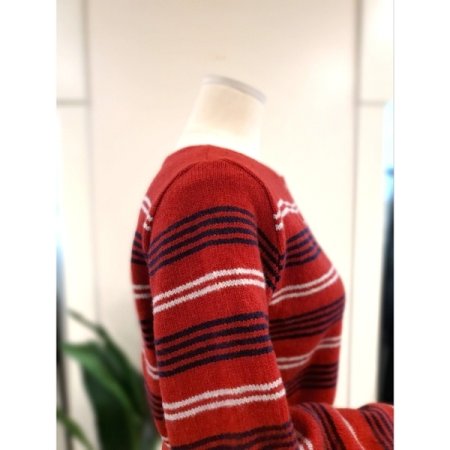 스트라이프 믹스 가디건 레드