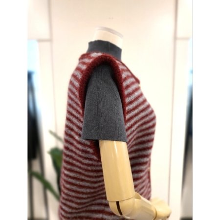 스트라이프 버튼 가디건 와인