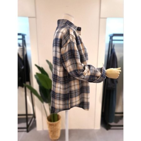 소프트 체크 셔츠 네이비