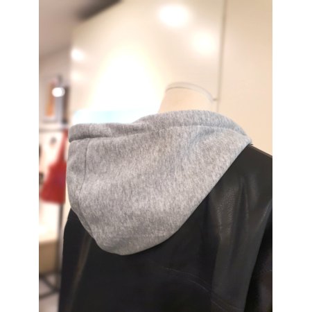 후드집업 가죽 점퍼 블랙