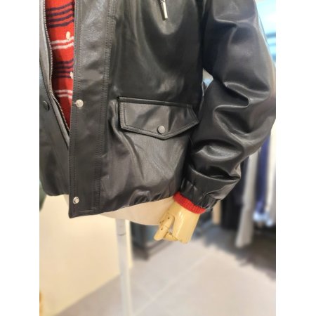 후드집업 가죽 점퍼 블랙