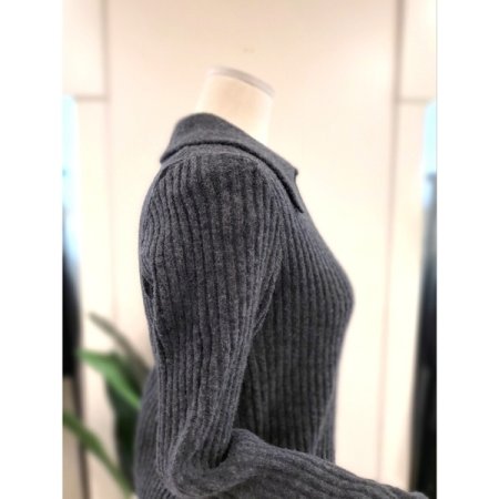 카라 버튼 가디건 다크그레이