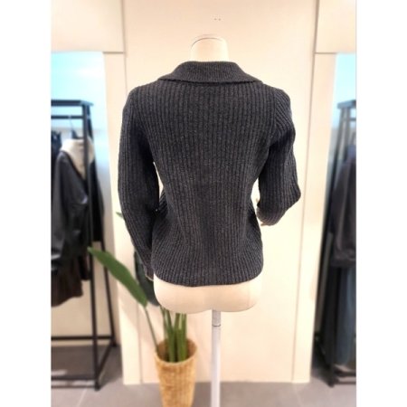 카라 버튼 가디건 다크그레이