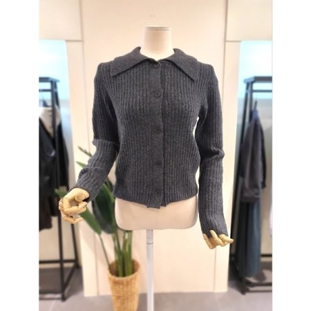 카라 버튼 니트 가디건 스카이블루