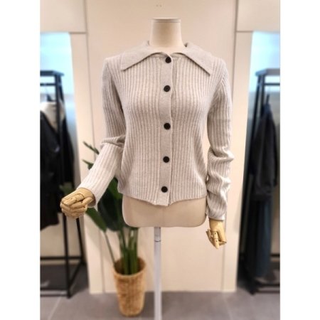 카라 버튼 니트 가디건 스카이블루