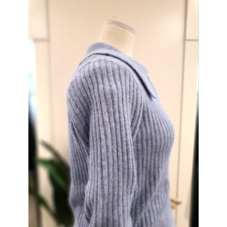 카라 버튼 니트 가디건 스카이블루