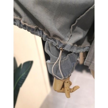 하트 패치 스트링 데님 셔츠 블루