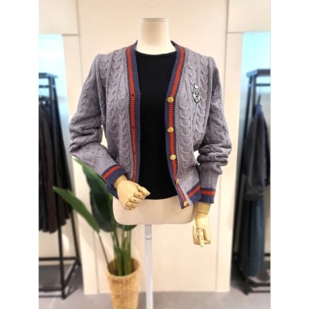 패치 프레피 트위 가디건 네이비