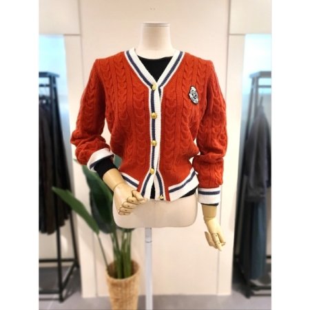 패치 프레피 트위 가디건 네이비