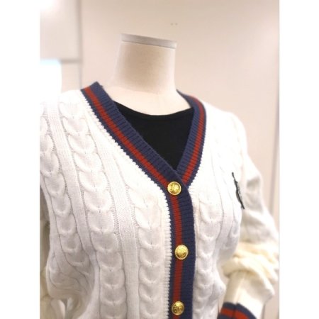 패치 꽈배기 니트 가디건 아이보리