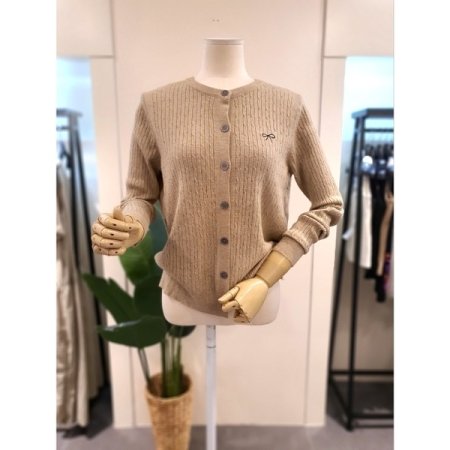 라운드넥 리본 자수 가디건 4색상