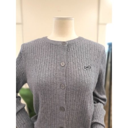 라운드넥 리본 자수 가디건 4색상