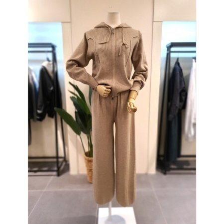 니트 후드집업 팬츠 세트 블랙