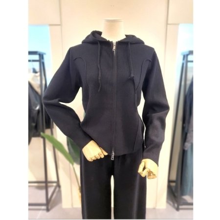 니트 후드집업 팬츠 세트 블랙
