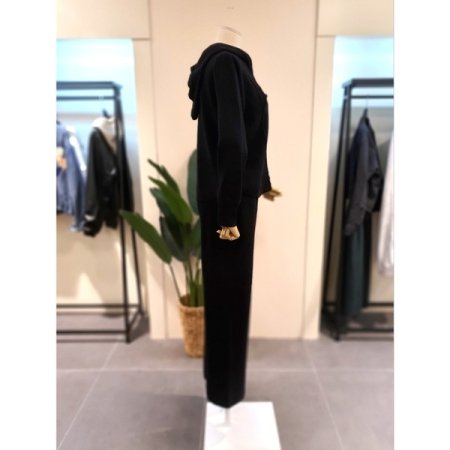 니트 후드집업 팬츠 세트 블랙