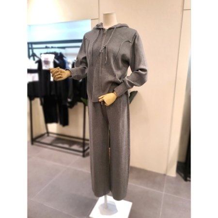 니트 집업 후드 밴딩 팬츠 세트