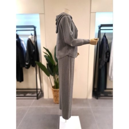 니트 집업 후드 밴딩 팬츠 세트