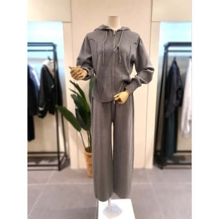 니트 후드집업 팬츠 세트 베이지