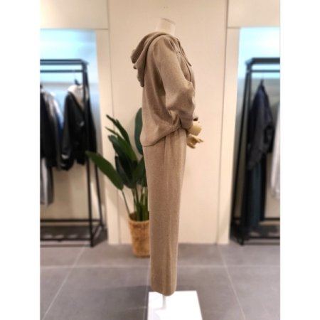 니트 후드집업 팬츠 세트 베이지