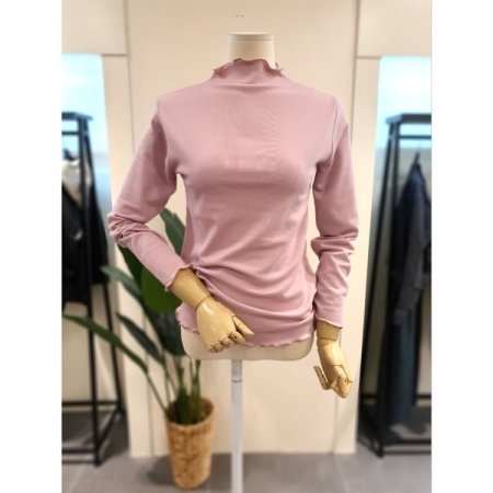 물결 반목 슬림핏 티셔츠 아이보리