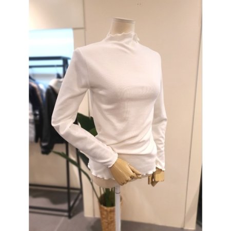 물결 반목 슬림핏 티셔츠 아이보리