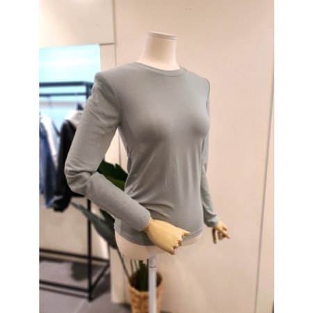 베이직 라운드넥 긴팔 티셔츠 카키