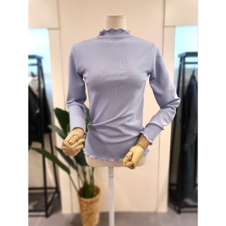 물결 반목 긴팔티 스카이블루