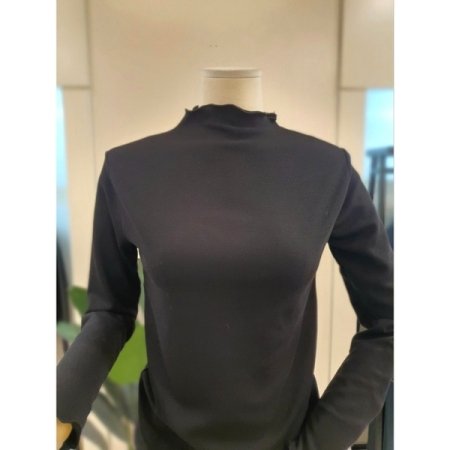 물결 반목 긴팔 티셔츠 블랙