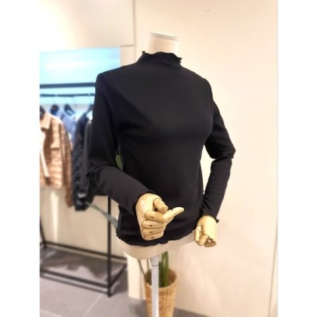 물결 반목 긴팔 티셔츠 블랙