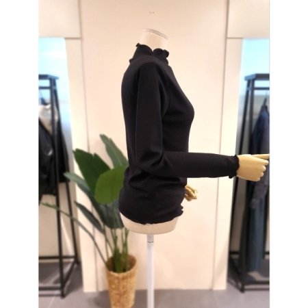 물결 반목 긴팔 티셔츠 블랙