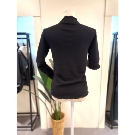 물결 반목 긴팔 티셔츠 블랙